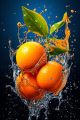 Leinwandbilder - An vibrant image of a Kumquat splashed in bright paint, symbolizing freshness and health. Generative AI technology.