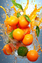 Leinwandbilder - An vibrant image of a Kumquat splashed in bright paint, symbolizing freshness and health. Generative AI technology.