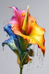 Poster - An vibrant image of a Datura (Datura spp.) splashed in bright paint,  Generative AI technology.