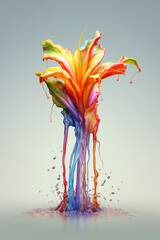 Poster - An vibrant image of a African dream root (Silene capensis) splashed in bright paint,  Generative AI technology.