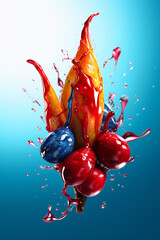 Fototapete - An vibrant image of a Yohimbe (Pausinystalia yohimbe) splashed in bright paint,  Generative AI technology.