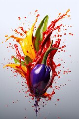 Fototapete - An vibrant image of a Yohimbe (Pausinystalia yohimbe) splashed in bright paint,  Generative AI technology.