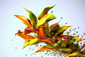 Poster - An abstract surreal photograph of a Khat (Catha edulis) splashed in bright paint,  Generative AI technology.