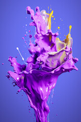 Poster - An abstract surreal photograph of a Lilac splashed in bright paint.  Generative AI technology.