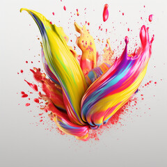 Poster - An abstract surreal photograph of a Cardamom splashed in bright paint.  Generative AI technology.