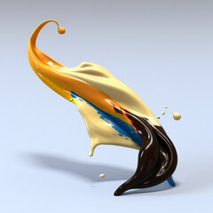 Poster - An abstract surreal photograph of a Vanilla bean splashed in bright paint. Generative AI technology.