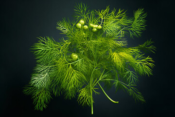 Leinwandbilder - A photo showcasing a sprig of dill, highlighting its feathery leaves and distinctive flavor.  Generative AI technology.