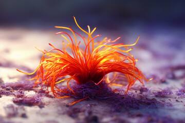 Aufkleber - A photo capturing saffron threads, showcasing their vibrant red color and highly aromatic nature. Generative AI technology.