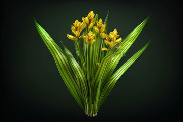 Aufkleber - A picture showcasing Acorus calamus (Sweet flag), highlighting its long, sword-shaped leaves, yellow-green flowers, and traditional use as a stimulant and memory enhancer.  Generative AI technology.