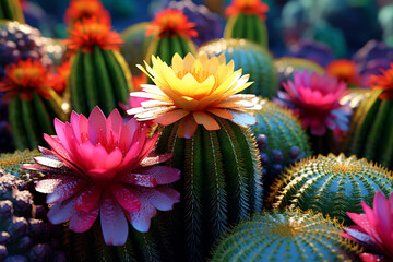 Fototapete - An image showcasing cacti containing mescaline, such as Echinopsis lageniformis, known for their columnar shape, spines, and hallucinogenic properties. Generative AI technology.