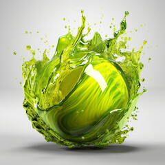 Poster - An abstract surreal photograph of a Peridot splashed in bright paint.  Generative AI technology.