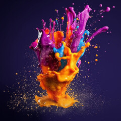 Fototapete - An abstract surreal photograph of a Ras el Hanout splashed in bright paint.  Generative AI technology.