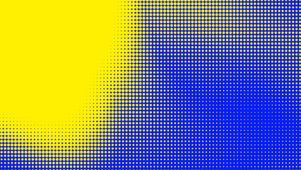 Poster - Dots halftone blue yellow color pattern gradient texture with technology digital background. Dots pop art comics with summer background.