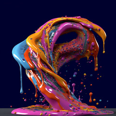 Fototapete - An abstract surreal photograph of a Serpentine splashed in bright paint.  Generative AI technology.