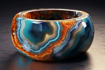 Poster - An image showcasing Agate, with its wide range of colors and unique banding patterns, making it a popular choice for jewelry and decorative items.  Generative AI technology.
