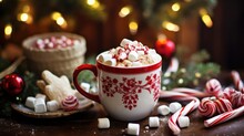 An Amazing Photo Of Gourmet Hot Cocoa In A Beautiful Christmas Mug