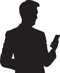 Canvas Print - business man browsing cell phone vector silhouette