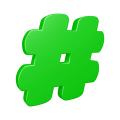 Poster - 3D hashtag symbol or icon design in green color