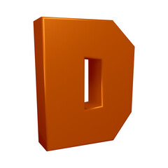 Poster - 3D alphabet letter d in brown color for education and text concept