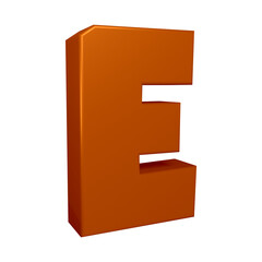Poster - 3D alphabet letter e in brown color for education and text concept