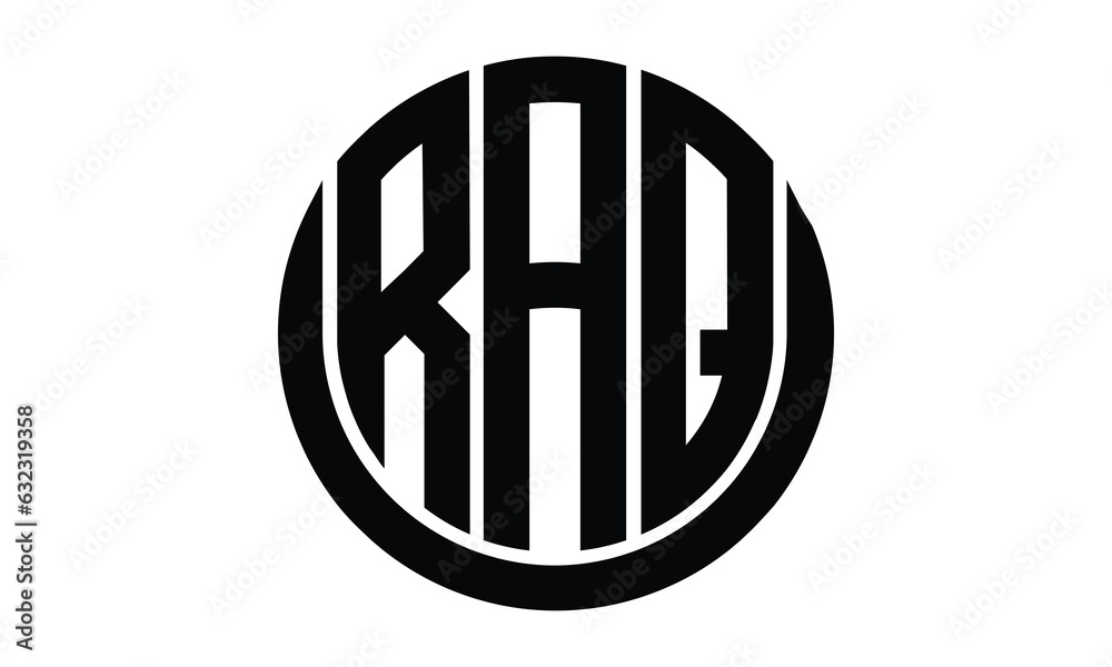 Raq Sign RAQ shield in circle logo design vector template. lettermrk, wordmark ...