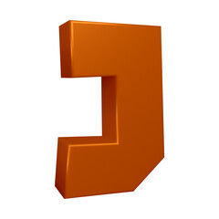 Poster - 3D alphabet letter j in brown color for education and text concept