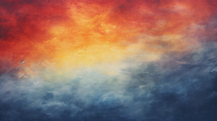 Wall Mural - abstract watercolor painting portraying a vibrant summer sunset, with intense orange and red hues bl