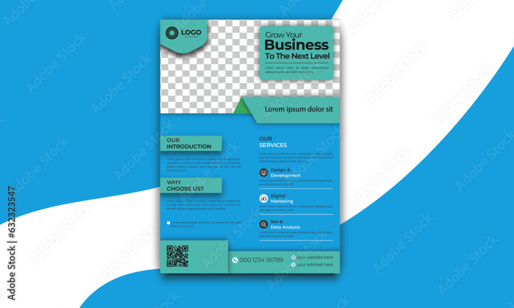 One Color Flier Corporate business flyer template design with gradient color. Poster ...