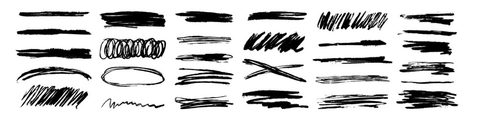Wall Mural - charcoal scribble stripes and bold paint shapes. dirty ink stencils or artistic marker doodle rouge 