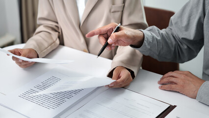 Poster -  Labor law concept. Lawyer signing legal document with Judges gavel.