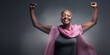 © Bnetto - Beautiful bald woman fighting breast cancer, powerful woman and clasps her arms like a survivor.