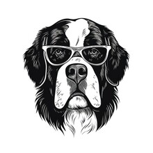 Cool Dog Eyeglasses Isolated, Funny Dogs For Print, AI Generative Illustration