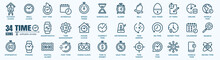 Clock Icon. Time Icon. 60 Icon Set Time & Clock. Simple Set Of Time Related Vector Line Icons. Time Clocks Thin Line Icons.