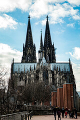 Wall Mural - Cologne Cathedral unusual angle against transparent sky.