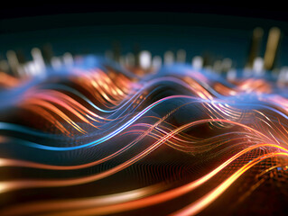 Poster - abstract background with smooth lines and bokeh. Generative AI