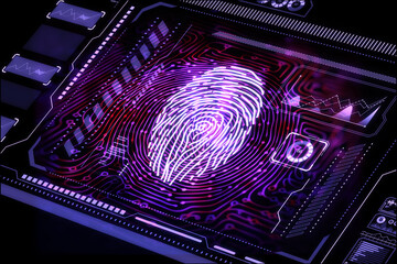 Aufkleber - Fingerprint scan provides security access with biometrics identification. Generative AI