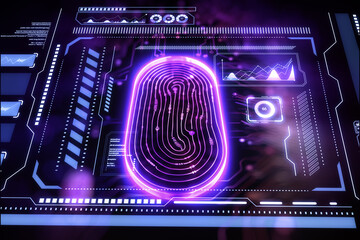 Aufkleber - Fingerprint scan on abstract background. Biometric concept. Generative AI