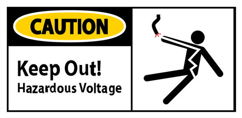Wall Mural - Caution Sign Keep Out! Hazardous Voltage