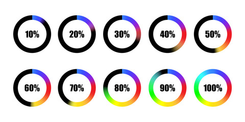 Poster - Set of circular progress bar icons. Timer icon. Good for download display. Flat element indicator. Vector illustration. Stock image.