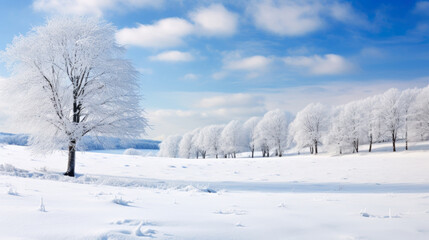 Wall Mural - Winter landscape with trees, snow, cold, frozen
