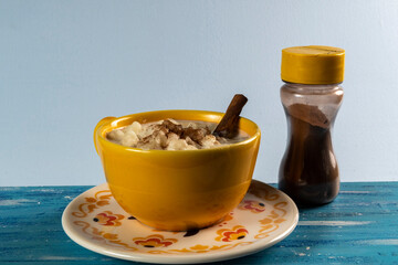 cup of canjica, typical food consumed in the Brazilian Festa Juninas