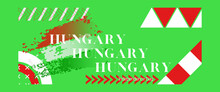 Hungary National Day Banner Design. Hungarian Flag And Map Theme With Landmark Background. 