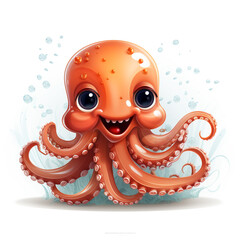 Sticker - cute octopus cartoon is swimming