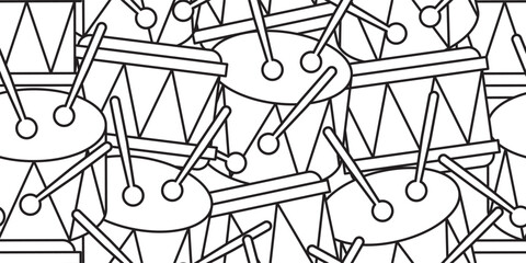 Wall Mural - abstract drums and drum sticks seamless pattern