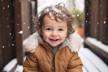 Winter Wonderland: A Delightful Toddler Boy, Cheeks Rosy And Eyes Sparkling, Wearing A Wooden Hat Adorned With Snowflakes, Enjoying The Magic Of Snowy Playtime Outdoors In The Winter