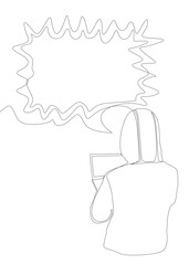 Poster - One continuous line of speech bubble with Computer Hacker. Thin Line Illustration vector concept. Contour Drawing Creative ideas.