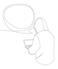 Poster - One continuous line of speech bubble with Computer Hacker. Thin Line Illustration vector concept. Contour Drawing Creative ideas.