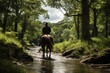 Horse And Rider Enjoying A Peaceful Track, Generative AI
