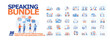 © Alwie99d - Speaking bundle concept illustration, collection of male and female business people scenes in the speaking bundle scene. mega set flat vector modern illustration