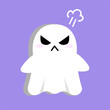 © SoyuArt - Cute Ghost. Emotion angry face. cartoon character and flat design. Vector Illustrations for Halloween Day.